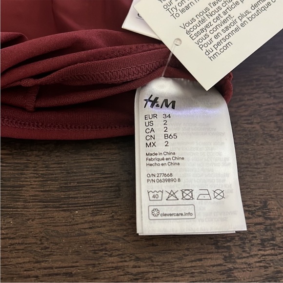 H&M Dark Red One Shoulder Bikini Top NWT - Picture 5 of 8